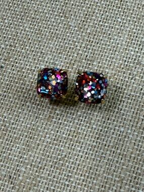 kate spade Multicolor Glitter Square Stud Earrings